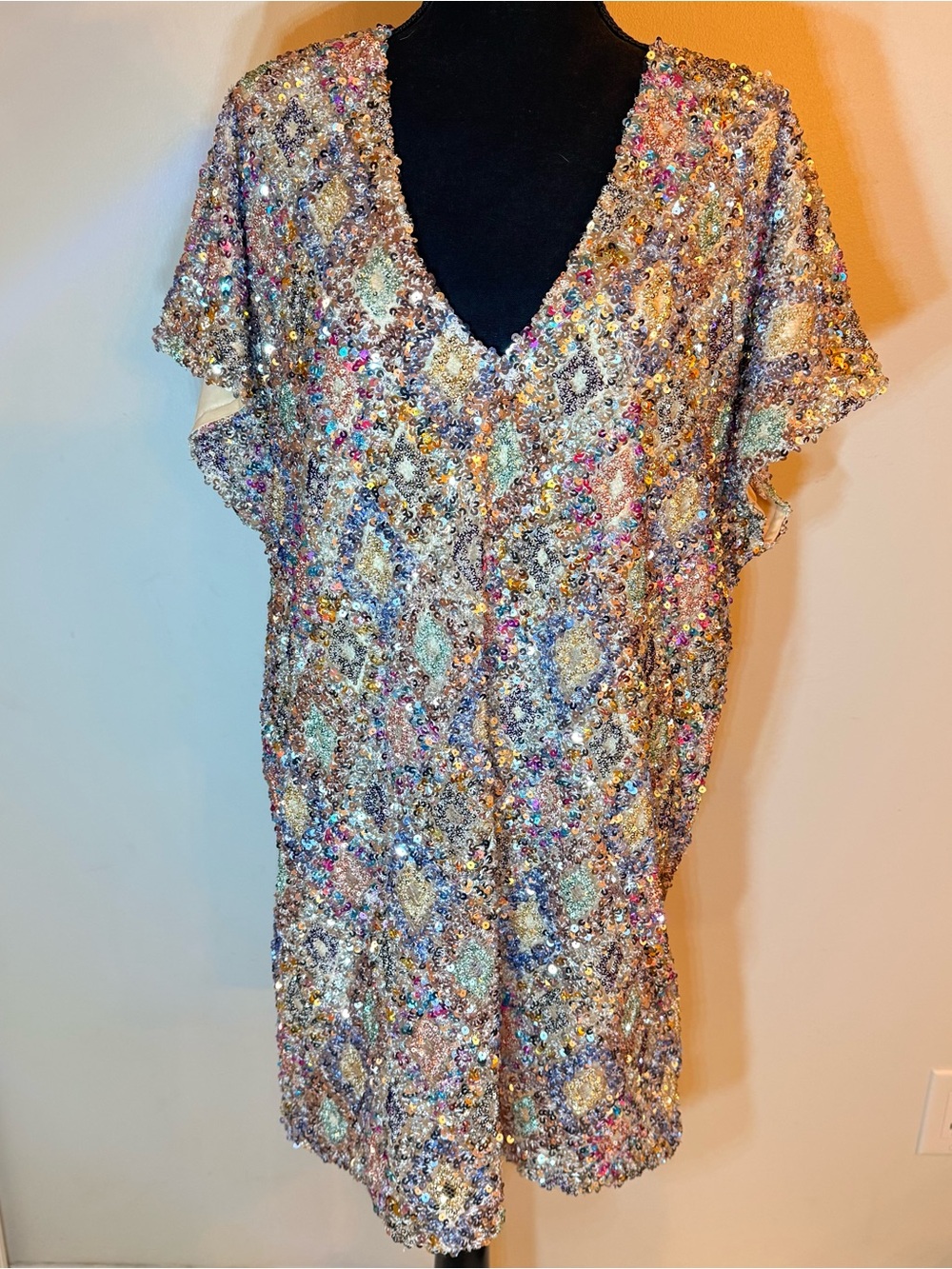 By Together Multicolor Sequin V-Neck Mini Dress